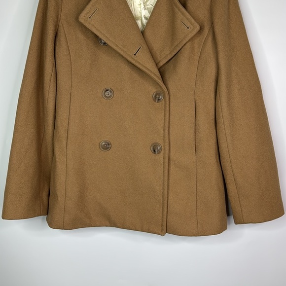 J. Crew Tan Wool Button Pea Jacket Size Small - Picture 3 of 8